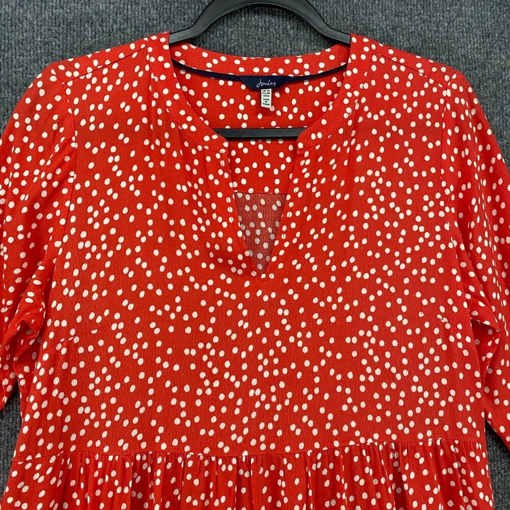Joules Dress Womens 6 Red Polka Dots Tiered Boho Cottagecore Peasant‎ Western - Picture 2 of 10